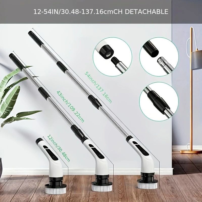 High Quality 9 in 1 Cordless Electric Cleaning Brush - Rechargeable Spin Scrubber with 9 Brush Heads & Extendable Handle for Bathroom, Kitchen, Tiles & Floor Cleaning