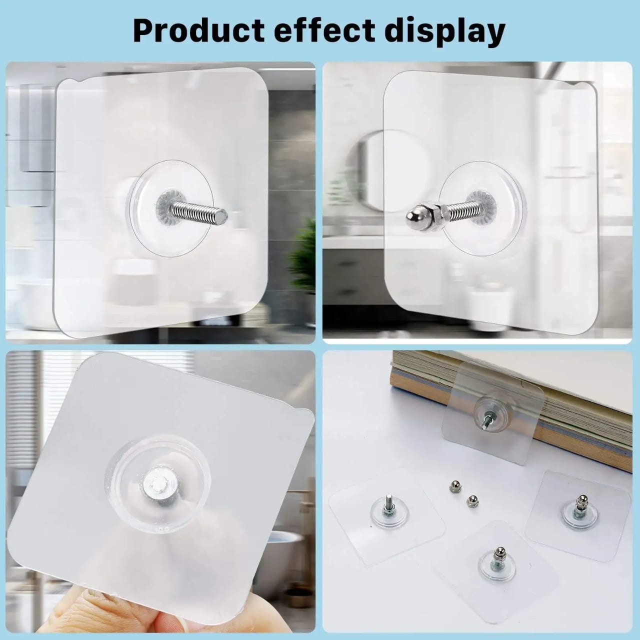 20PCS High Quality Transparent Wall Screw Hooks - Strong Waterproof Nail-Free Adhesive Hooks for Kitchen, Bathroom, Bedroom, Office, Home Organization & Wall Hanging