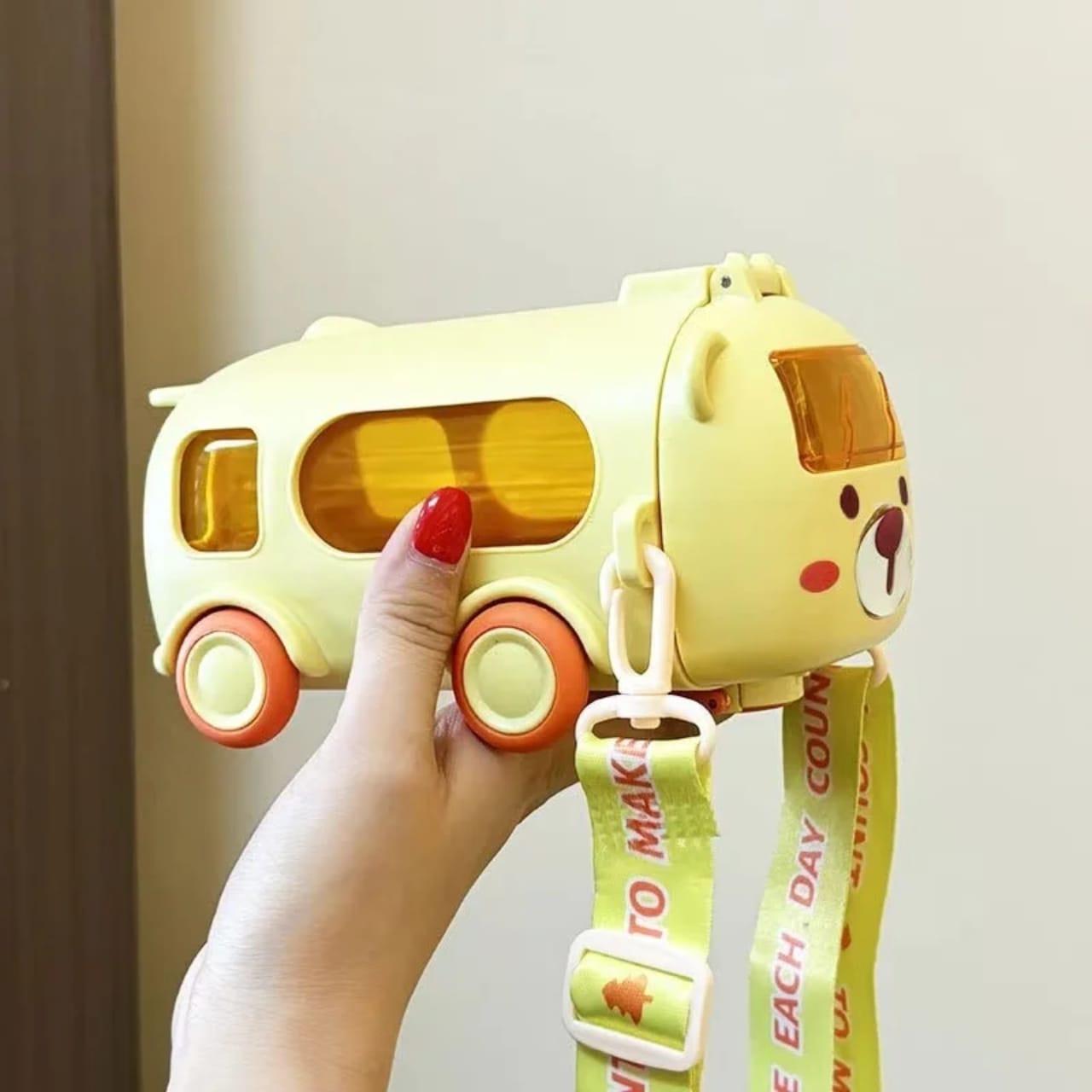 High Quality 2 in 1 Kids Toy Bus Water Bottle - Leak Resistant Sipper Bottle with Interactive Toy Design, Shoulder Strap & Easy Carry for School, Travel & Outdoor Use