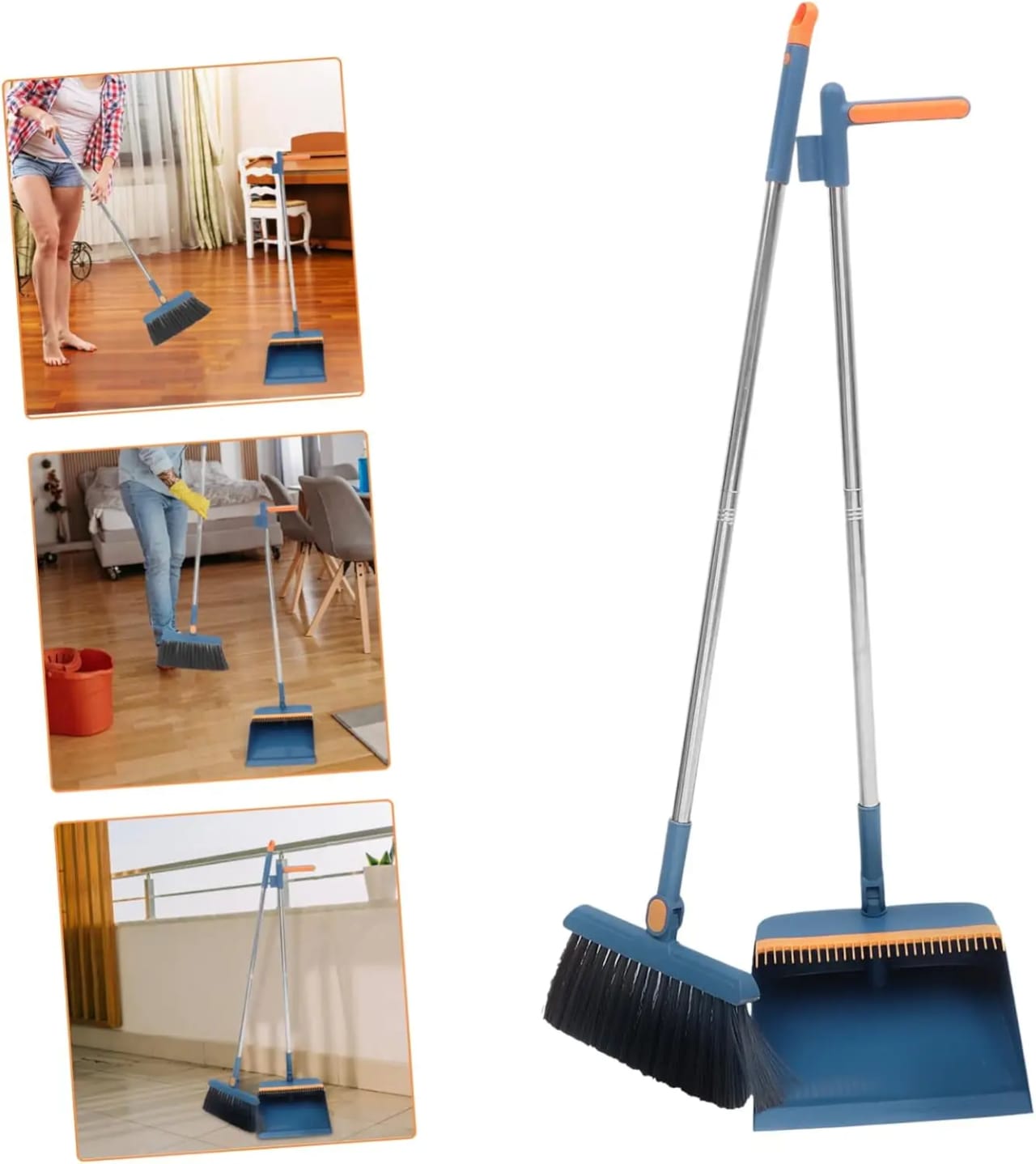 High Quality 2 in 1 Foldable Rotating Broom & Dustpan Set - Space Saving Cleaning Kit for Home, Office, Kitchen, Indoor Floor Sweeping & Everyday Cleaning