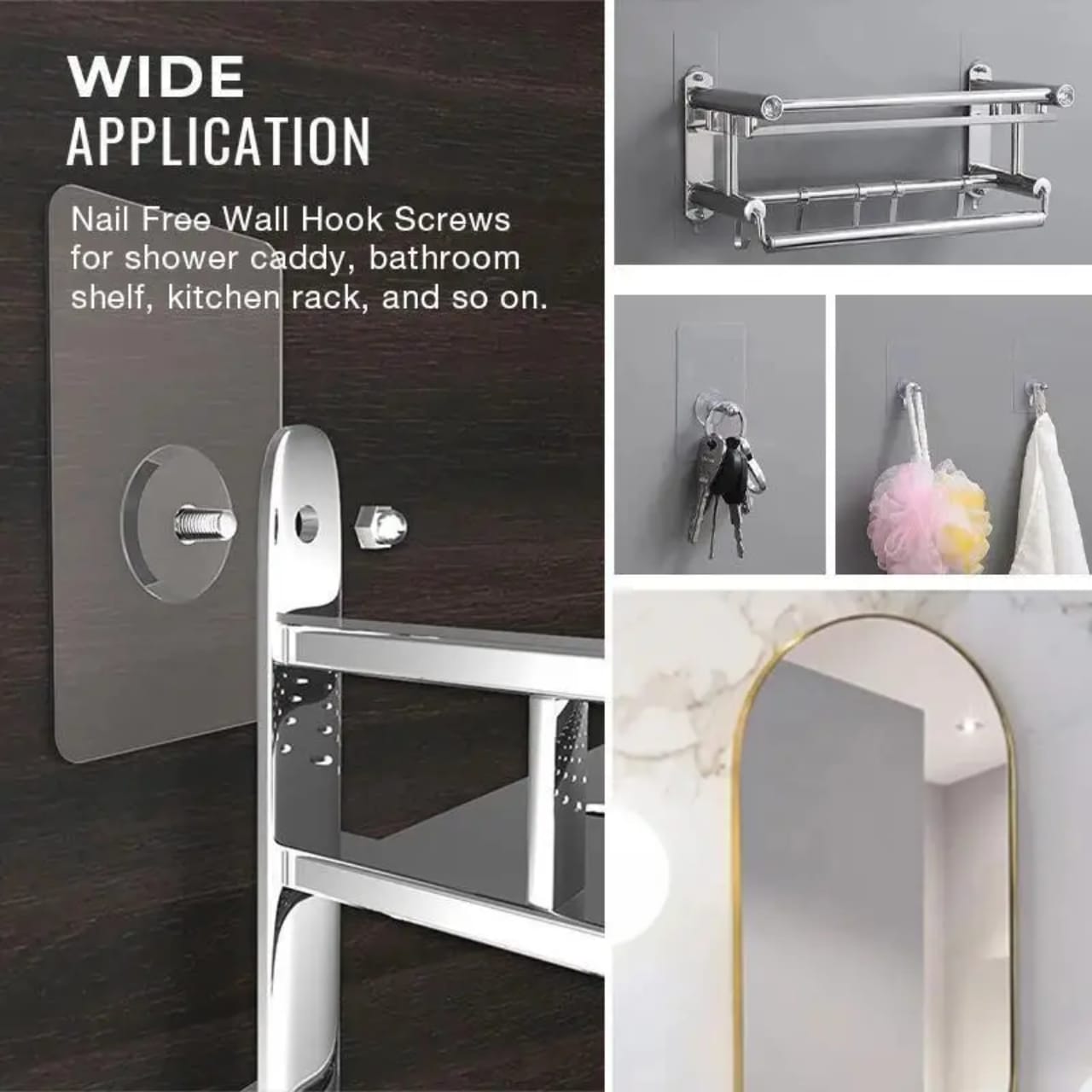 20PCS High Quality Transparent Wall Screw Hooks - Strong Waterproof Nail-Free Adhesive Hooks for Kitchen, Bathroom, Bedroom, Office, Home Organization & Wall Hanging