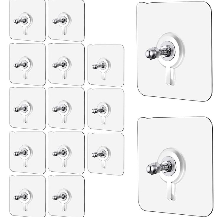 20PCS High Quality Transparent Wall Screw Hooks - Strong Waterproof Nail-Free Adhesive Hooks for Kitchen, Bathroom, Bedroom, Office, Home Organization & Wall Hanging