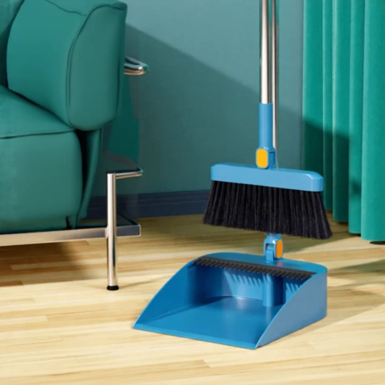 High Quality 2 in 1 Foldable Rotating Broom & Dustpan Set - Space Saving Cleaning Kit for Home, Office, Kitchen, Indoor Floor Sweeping & Everyday Cleaning