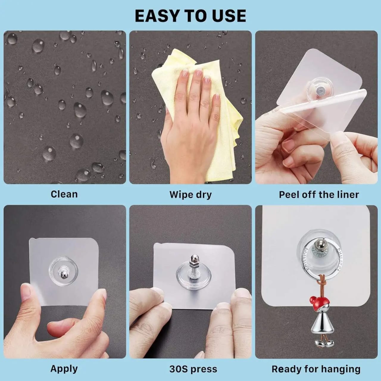 20PCS High Quality Transparent Wall Screw Hooks - Strong Waterproof Nail-Free Adhesive Hooks for Kitchen, Bathroom, Bedroom, Office, Home Organization & Wall Hanging