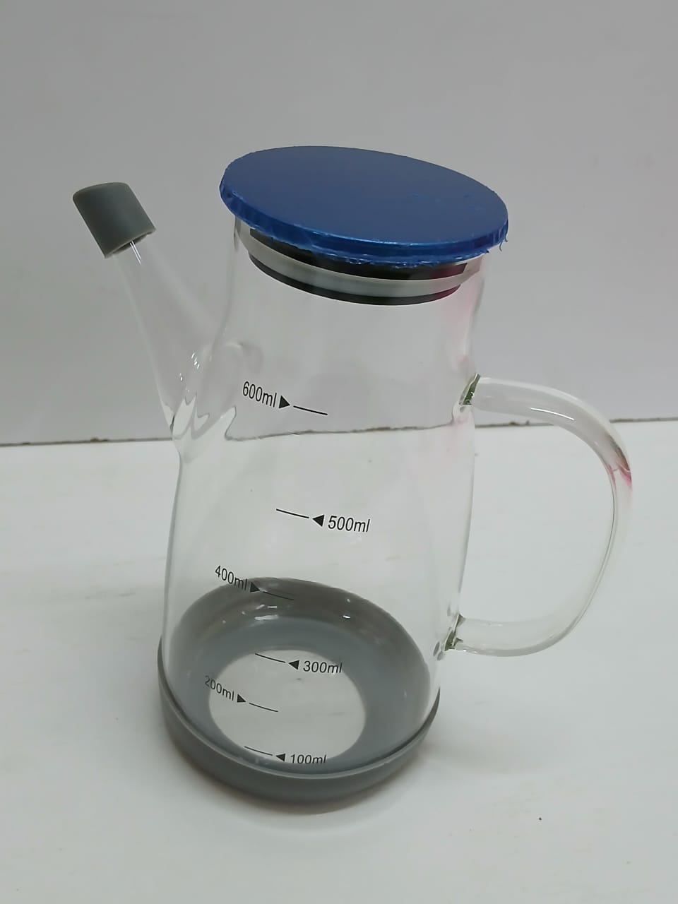 High Borosilicate Glass Oil Bottle – 600ml Durable Kitchen Cruet with Stainless Steel Lid for Olive Oil, Vinegar, and Cooking Condiment Storage