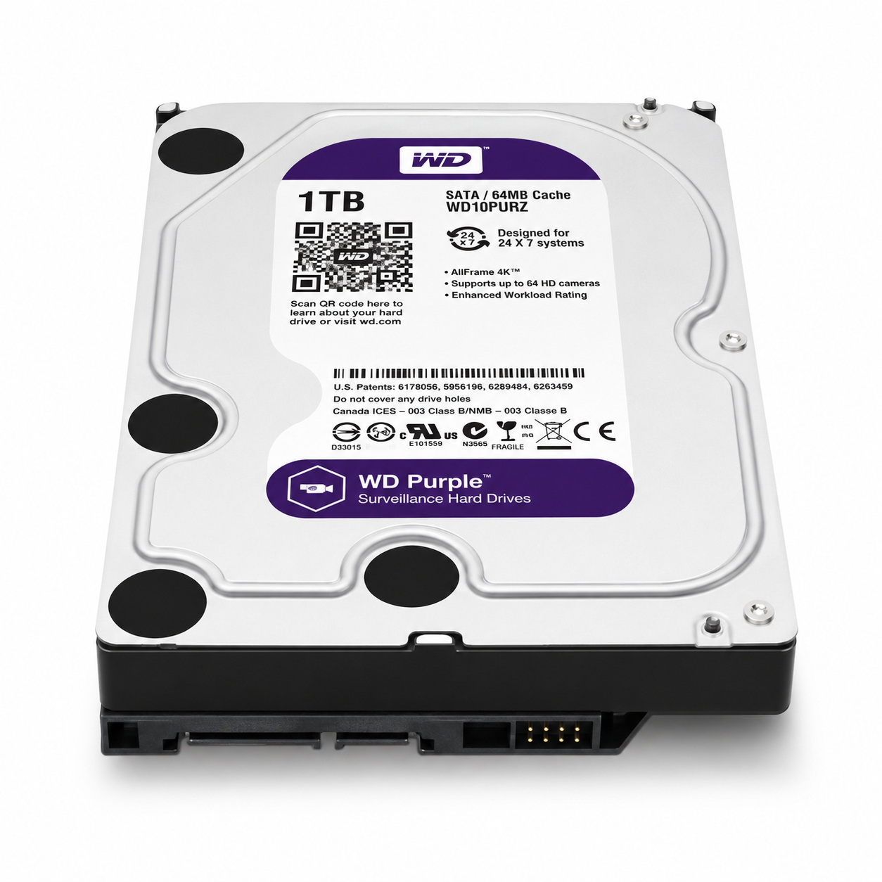 WD Purple 2TB Surveillance Hard Drive | 3.5" SATA CCTV HDD for DVR & NVR Security Systems