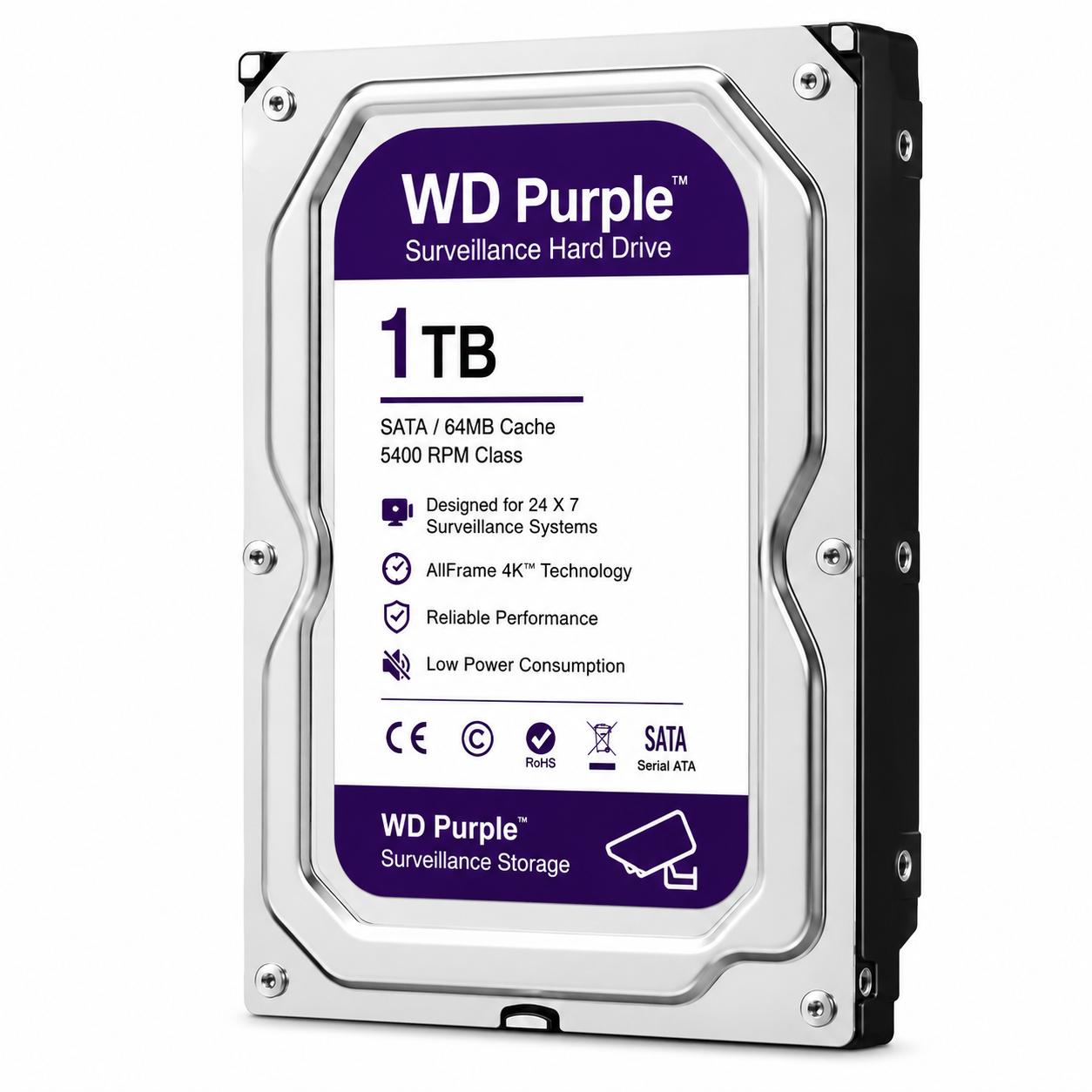 WD Purple 1TB Surveillance Hard Drive | 3.5" SATA CCTV HDD for DVR & NVR Security Systems