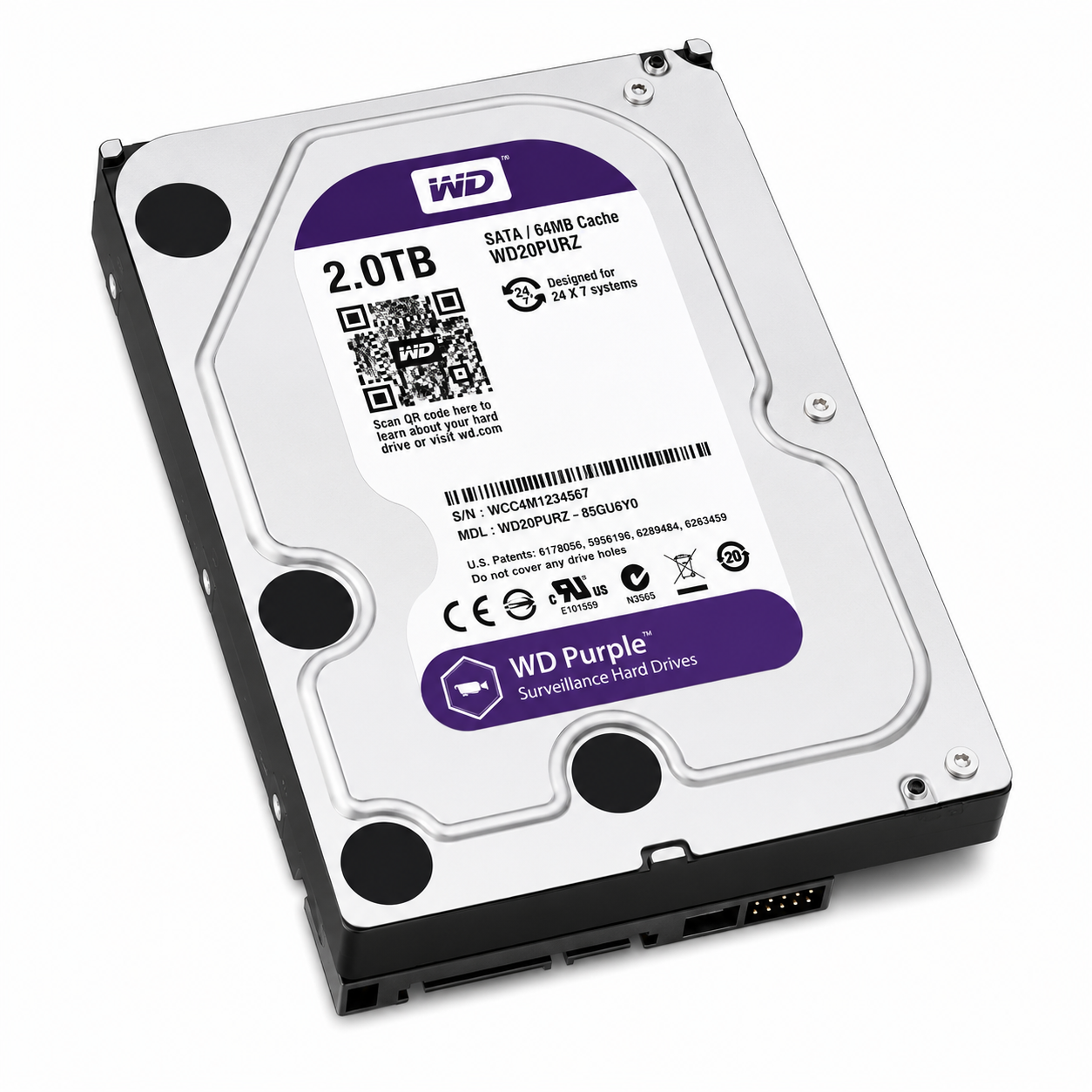 WD Purple 2TB Surveillance Hard Drive | 3.5" SATA CCTV HDD for DVR & NVR Security Systems