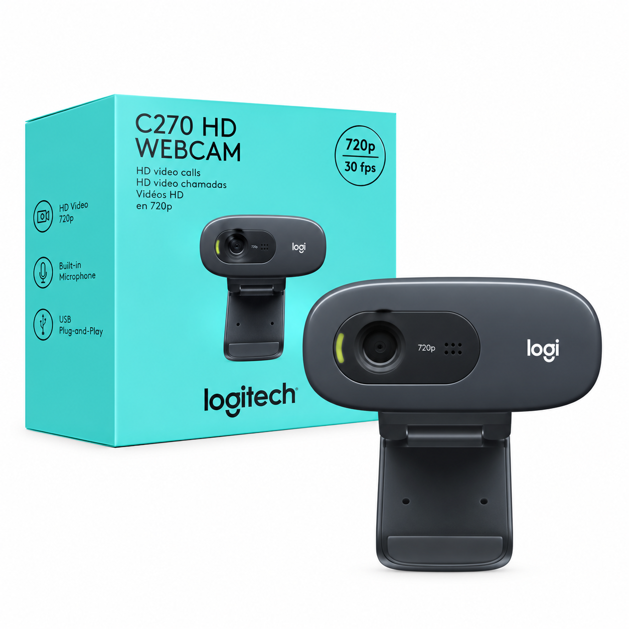 Webcam USB 720P Con Microfono – Base 360° E Messa A Fuoco Manuale