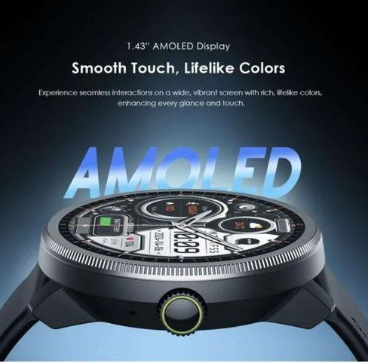Oraimo Watch 5R OSW-820 1.43" AMOLED Smartwatch – Wireless HD Calling, 100+ Sports Modes, 24-Hour Health Monitoring, IP68 ,Bluetooth 5.3, 300mAh 10-Day Battery-black