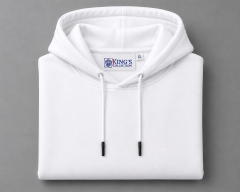 KINGS COLLECTION White Plain Hoodie – Premium Unisex Fleece Pullover Sweatshirt with Kangaroo Pocket