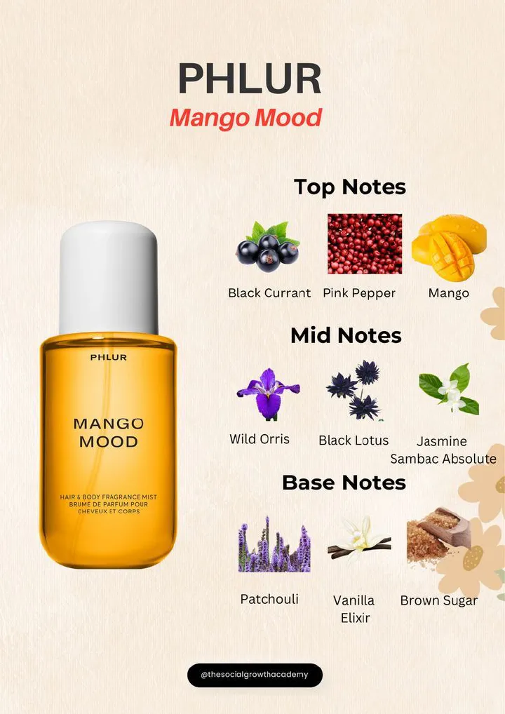 Phlur Mango Mood Hair and Body mist is grown-up and sophisticated mist