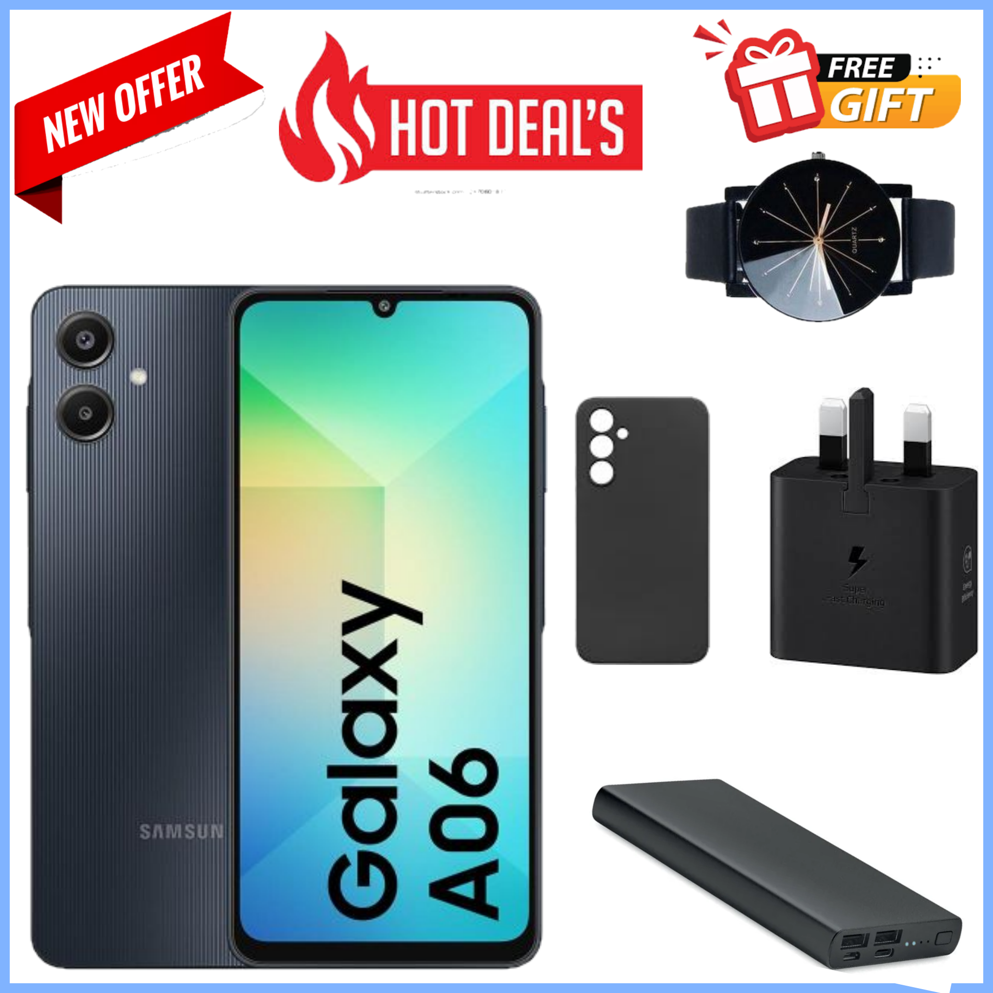 AMAZING OFFERS!! Samsung Galaxy A06: | 6.7-Inch IPS LCD Display | 4GB RAM+64GB Storage | 5000mAh Battery | 50MP Rear & 8MP Selfie Camera | Android 14 | Dual SIM+WiFi | Bluetooth | - Tablets