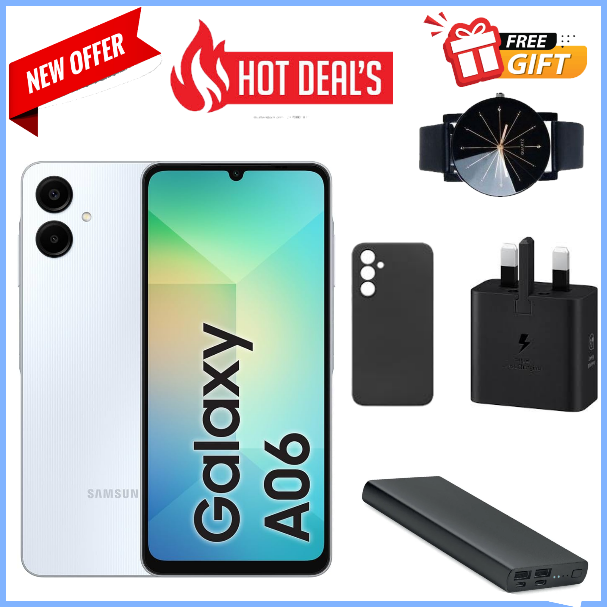 AMAZING OFFERS!! Samsung Galaxy A06: | 6.7-Inch IPS LCD Display | 4GB RAM+64GB Storage | 5000mAh Battery | 50MP Rear & 8MP Selfie Camera | Android 14 | Dual SIM+WiFi | Bluetooth | - Tablets