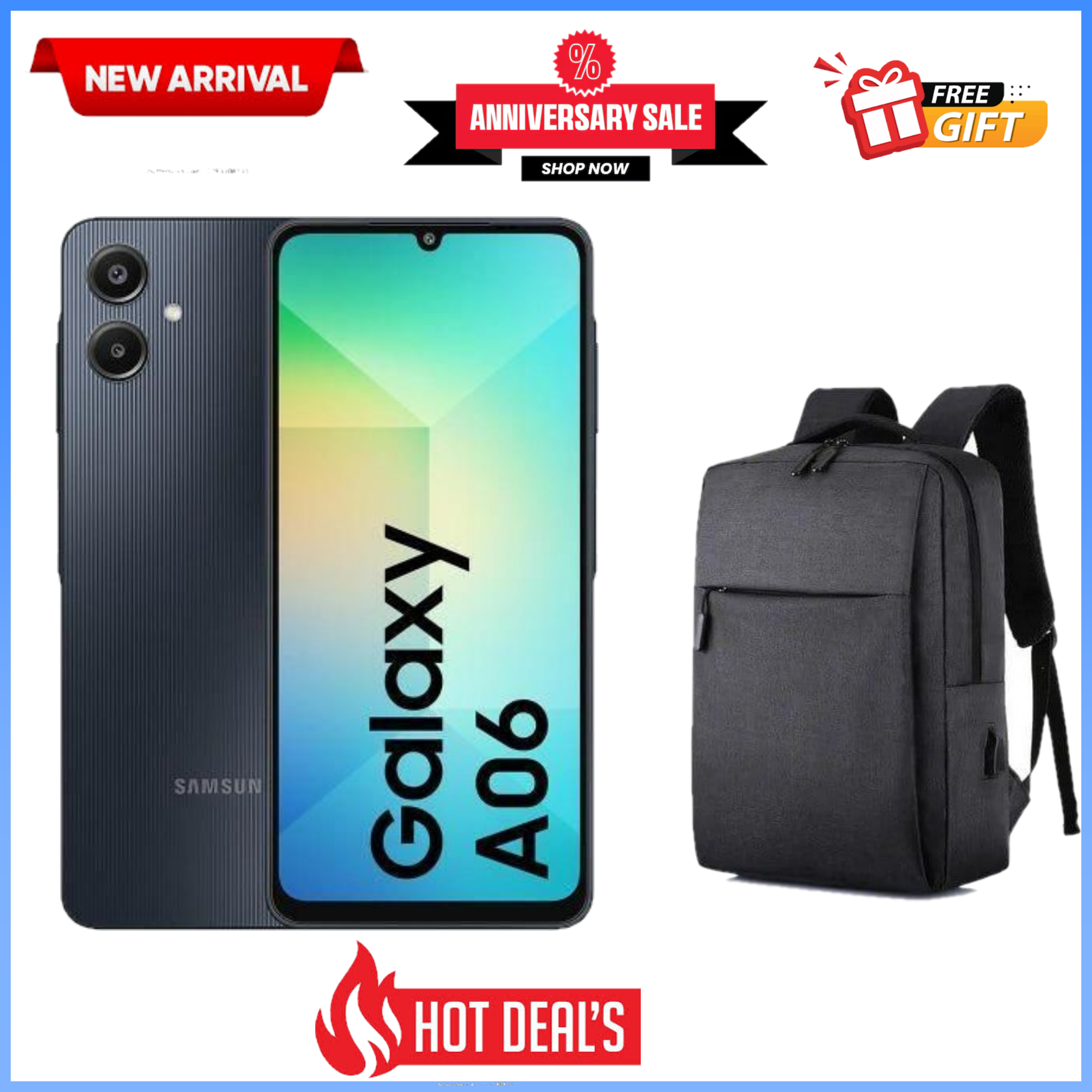 AMAZING OFFERS!! Samsung Galaxy A06: | 6.7-Inch IPS LCD Display | 4GB RAM+64GB Storage | 5000mAh Battery | 50MP Rear & 8MP Selfie Camera | Android 14 | Dual SIM+WiFi | Bluetooth - Tablets+Freegift
