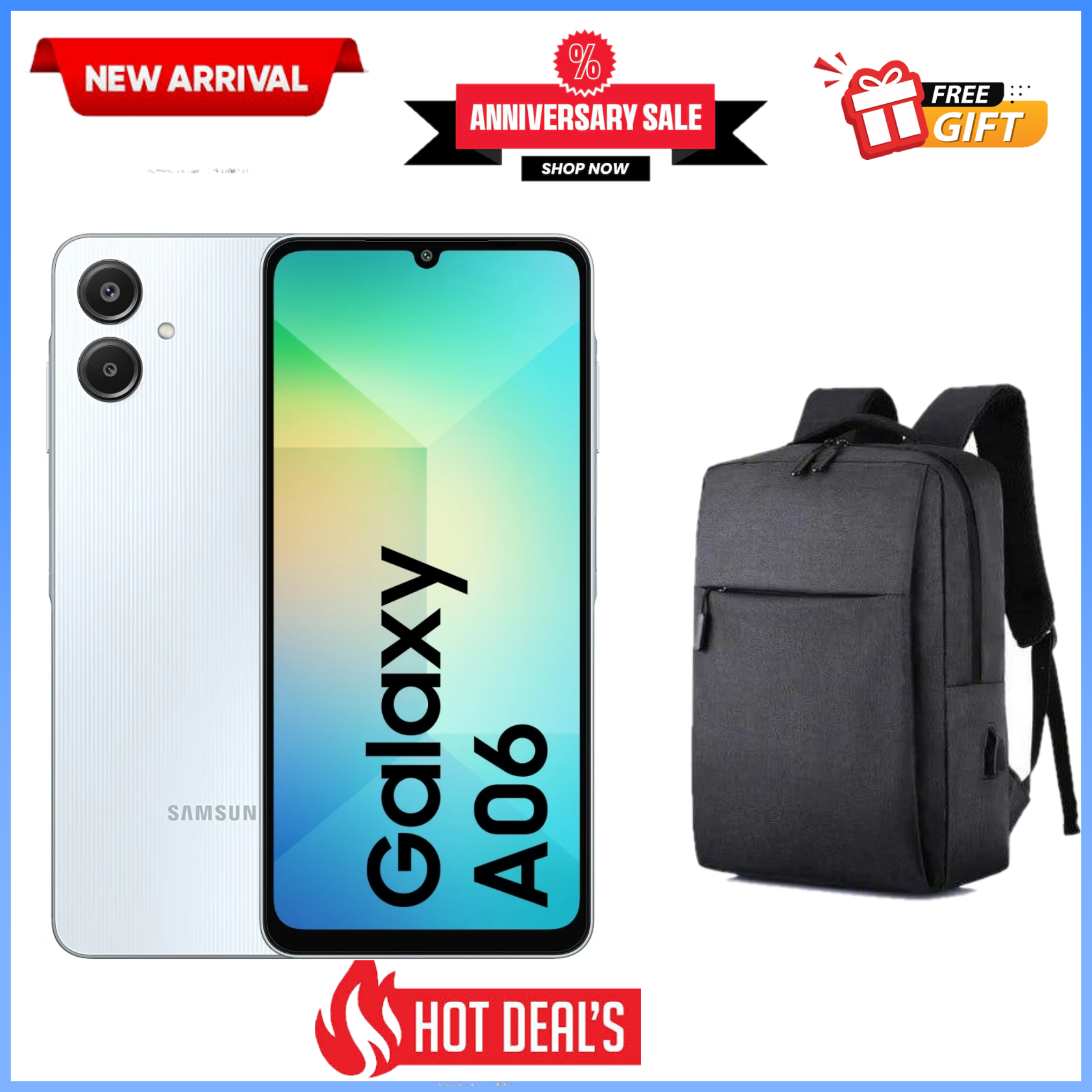 AMAZING OFFERS!! Samsung Galaxy A06: | 6.7-Inch IPS LCD Display | 4GB RAM+64GB Storage | 5000mAh Battery | 50MP Rear & 8MP Selfie Camera | Android 14 | Dual SIM+WiFi | Bluetooth - Tablets+Freegift