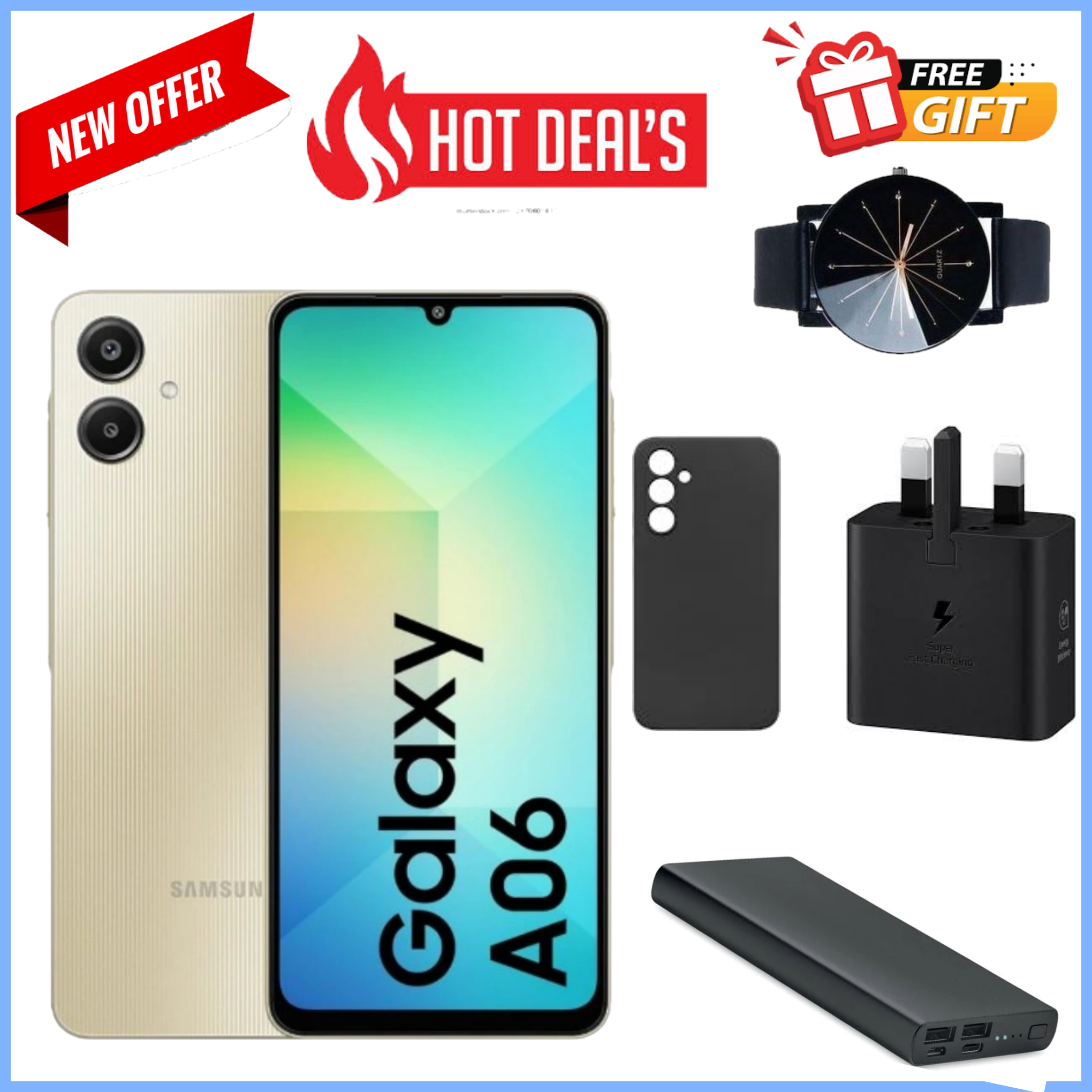 AMAZING OFFERS!! Samsung Galaxy A06: | 6.7-Inch IPS LCD Display | 4GB RAM+64GB Storage | 5000mAh Battery | 50MP Rear & 8MP Selfie Camera | Android 14 | Dual SIM+WiFi | Bluetooth | - Tablets