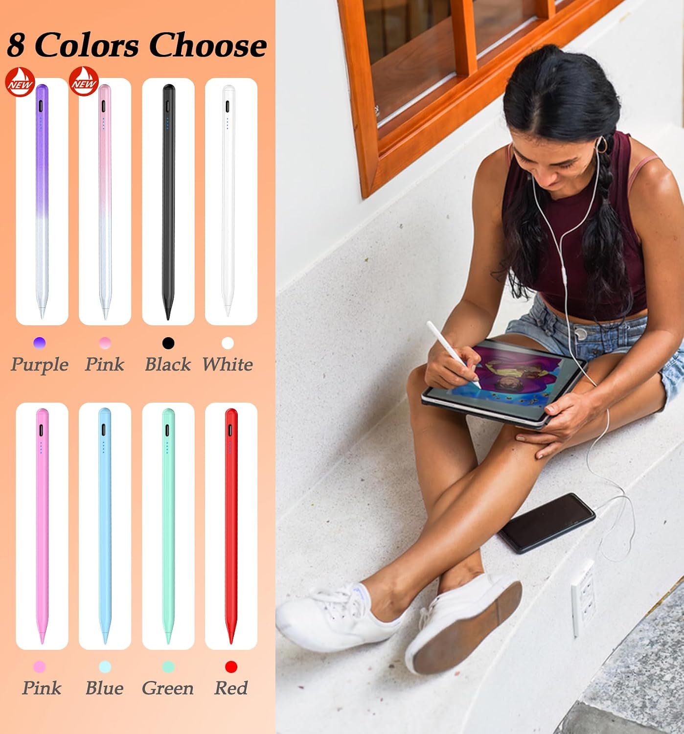 AMAZING OFFER!! AYNSRTN Universal Stylus Pen: Android/iOS Compatibility | 8-Hr Long Battery Life | Fast Charging | Auto Power-Off Protection | LED Indicators | Lightweight | Stylus Pens