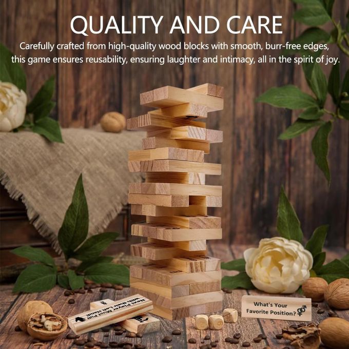 Adult Jenga 48PCS Romantic Wooden Blocks – Naughty Couples Tower Game for Fun Date Nights view 3
