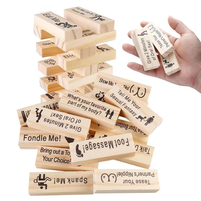 Adult Jenga 48PCS Romantic Wooden Blocks – Naughty Couples Tower Game for Fun Date Nights view 2