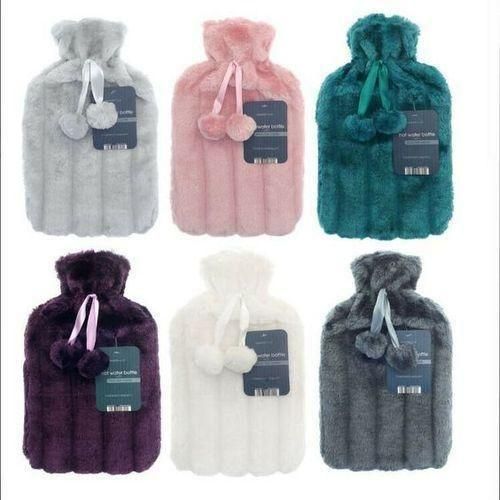 2L Luxury Soft Faux Fur Hot Water Bottle Bag For Heat Therapy/Pain Relief