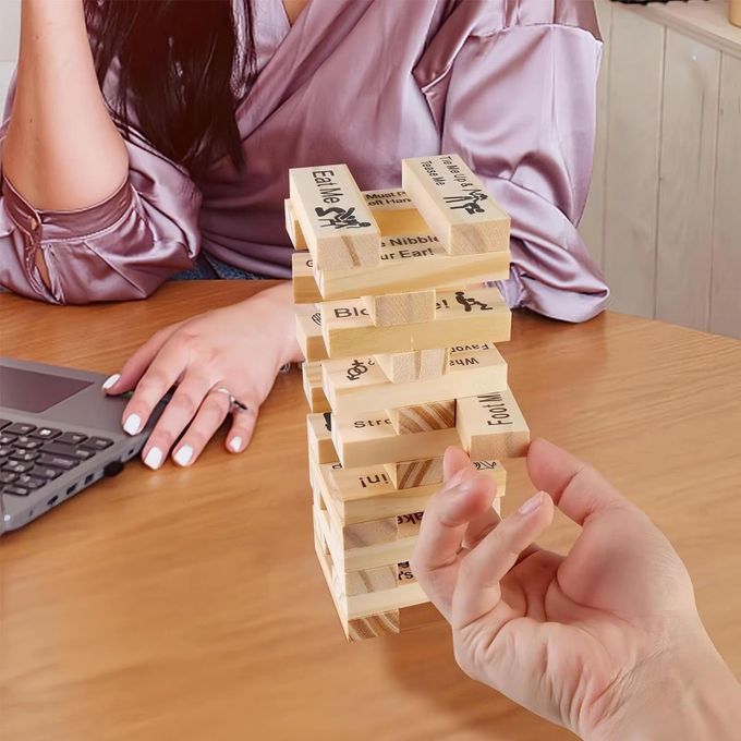 Adult Jenga 48PCS Romantic Wooden Blocks – Naughty Couples Tower Game for Fun Date Nights