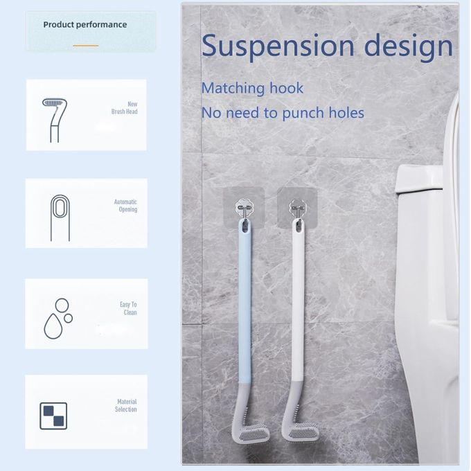 Silicone Bristle Toilet Brush - Sky Blue, Double-Sided, Eco-Friendly, Hygienic Cleaning Tool