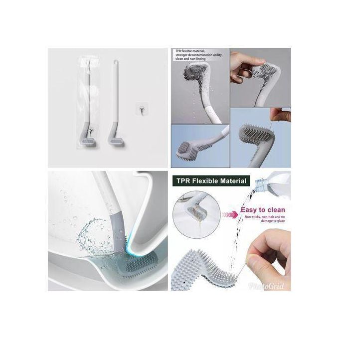 Silicone Bristle Toilet Brush - Sky Blue, Double-Sided, Eco-Friendly, Hygienic Cleaning Tool