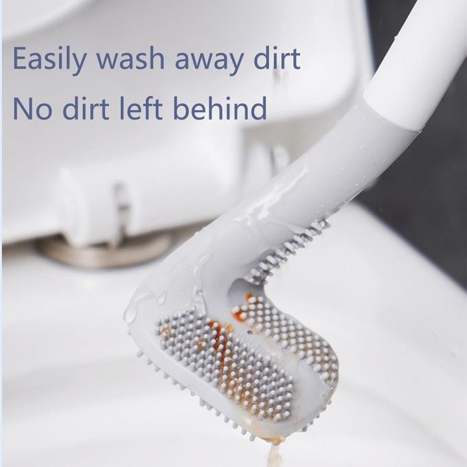 Silicone Bristle Toilet Brush - Sky Blue, Double-Sided, Eco-Friendly, Hygienic Cleaning Tool