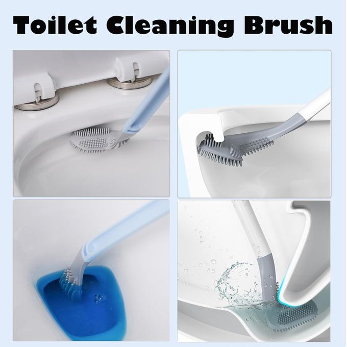 Silicone Bristle Toilet Brush - Sky Blue, Double-Sided, Eco-Friendly, Hygienic Cleaning Tool