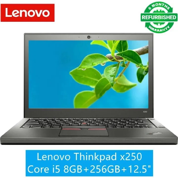 (SPECIAL OFFER) Refurbished Laptop Lenovo ThinkPad x250 Intel Core i5 8GB RAM 256GB SSD 12.5" Windows 11 Notebook Black 12-inch COMPUTER; PORTABLE LAPTOP +FREE BAG +FREE MOUSE