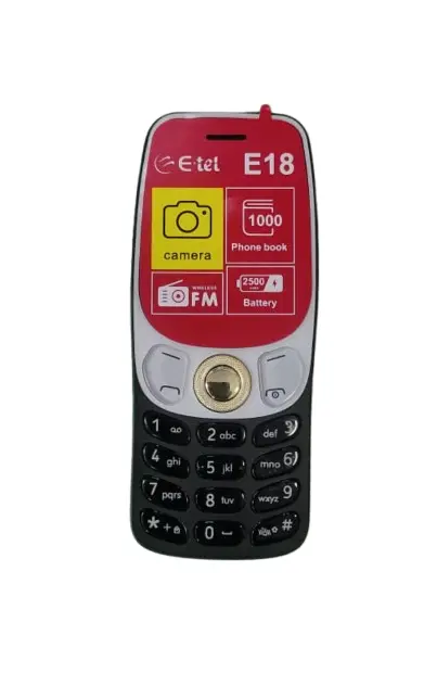 ETEL E18 SCREEN 1.77’’ REAR CAMERA BRIGHT TORCH FM RADIO VERY BIG BATTERY 2500MAH FACEBOOK VIBRATION 1000 PHONE BOOK NEW ARRIVAL KABAMBE KATULULU MULIKA MWIZI BUTTON MOBILE PHONE