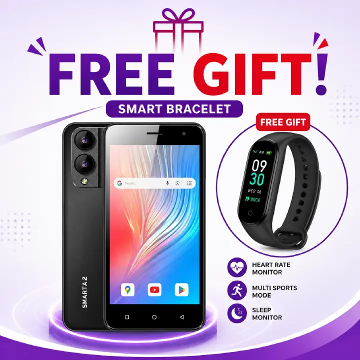 BRAND NEW Safaricom Neon Smarta 2 – 5.5" Display, 2GB RAM + 32GB ROM, Octa-Core, 8MP Rear Camera, 5MP Front Camera, 3000mAh Battery, Dual SIM Android 10 Smartphone+free smart bracelet