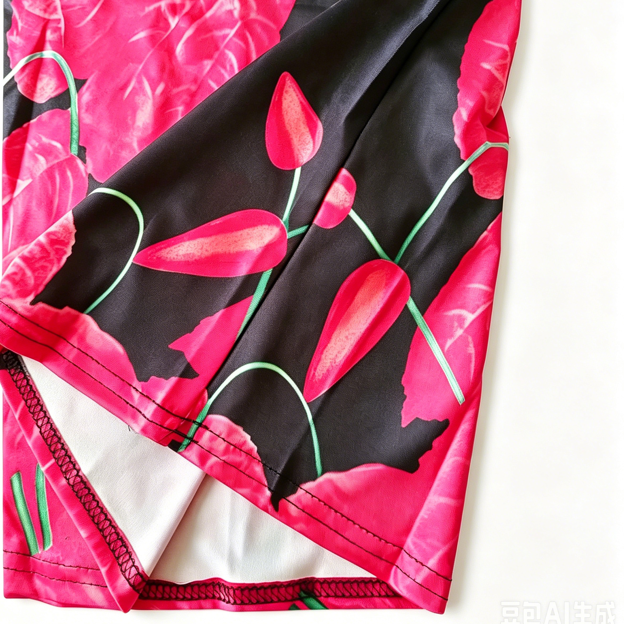 Women's Black Sleeveless Floral A-Line Dress - Casual Summer Red Anthurium Print Flare Tank Dress