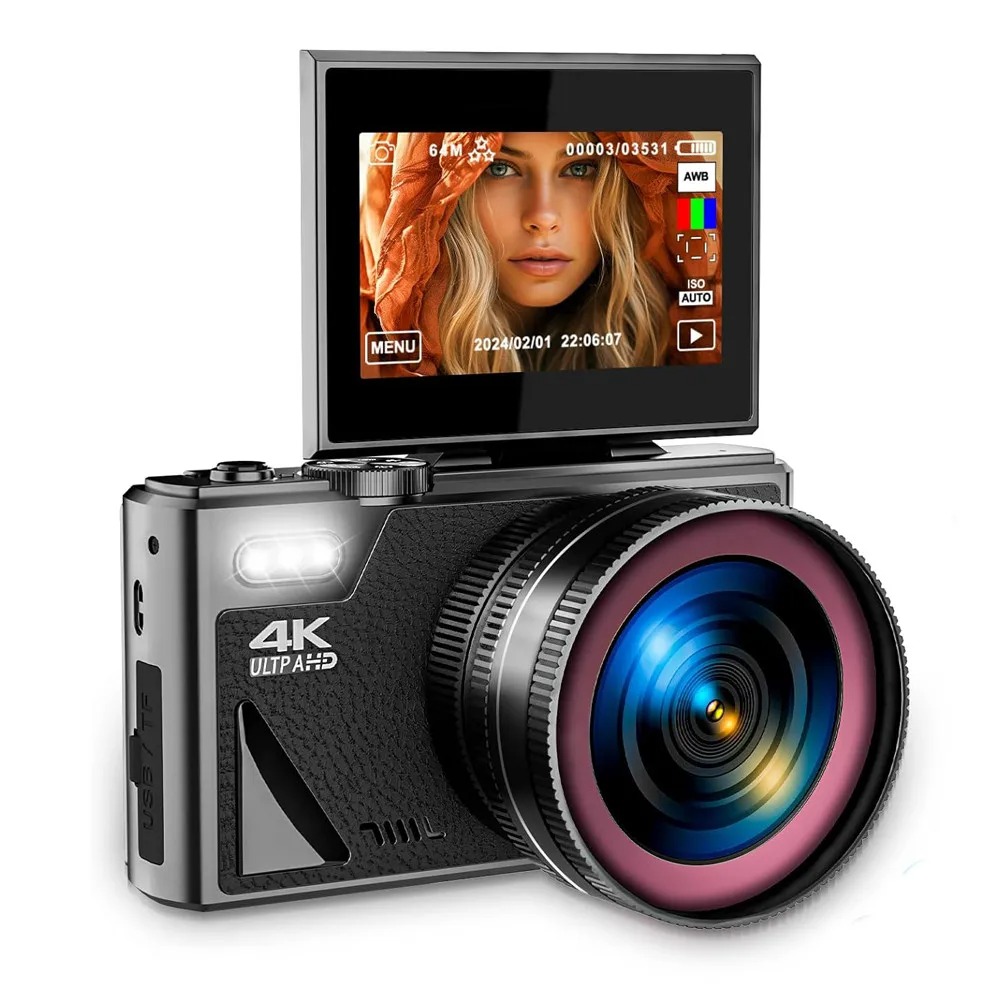 【Bantu Box】M550  64MP 4K Digital Camera 180° Flip Screen 18X Zoom Selfie Vlog Camcorder Wide Angle Macro UHD Video Camera Livestream WiFi Webcam