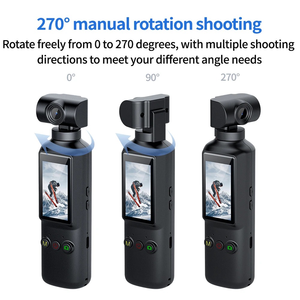 【Bantu Box】 X8  4K Handheld Pocket Sport Camera 1.99 Inch Screen 270° Rotation Mini Video Audio Pocket Camera for Cycling Meeting Daily Record Memory cards are accessories for cameras and are sold sep