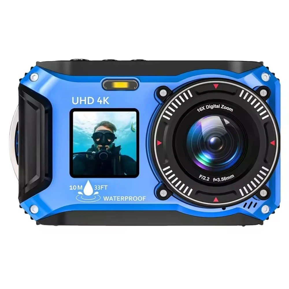【Bantu Box】UP006  4K Underwater Camera 33FT Waterproof Camera for Snorkeling Dual-Screen Compact Dustproof Floatable Autofocus 64MP Digital Camera