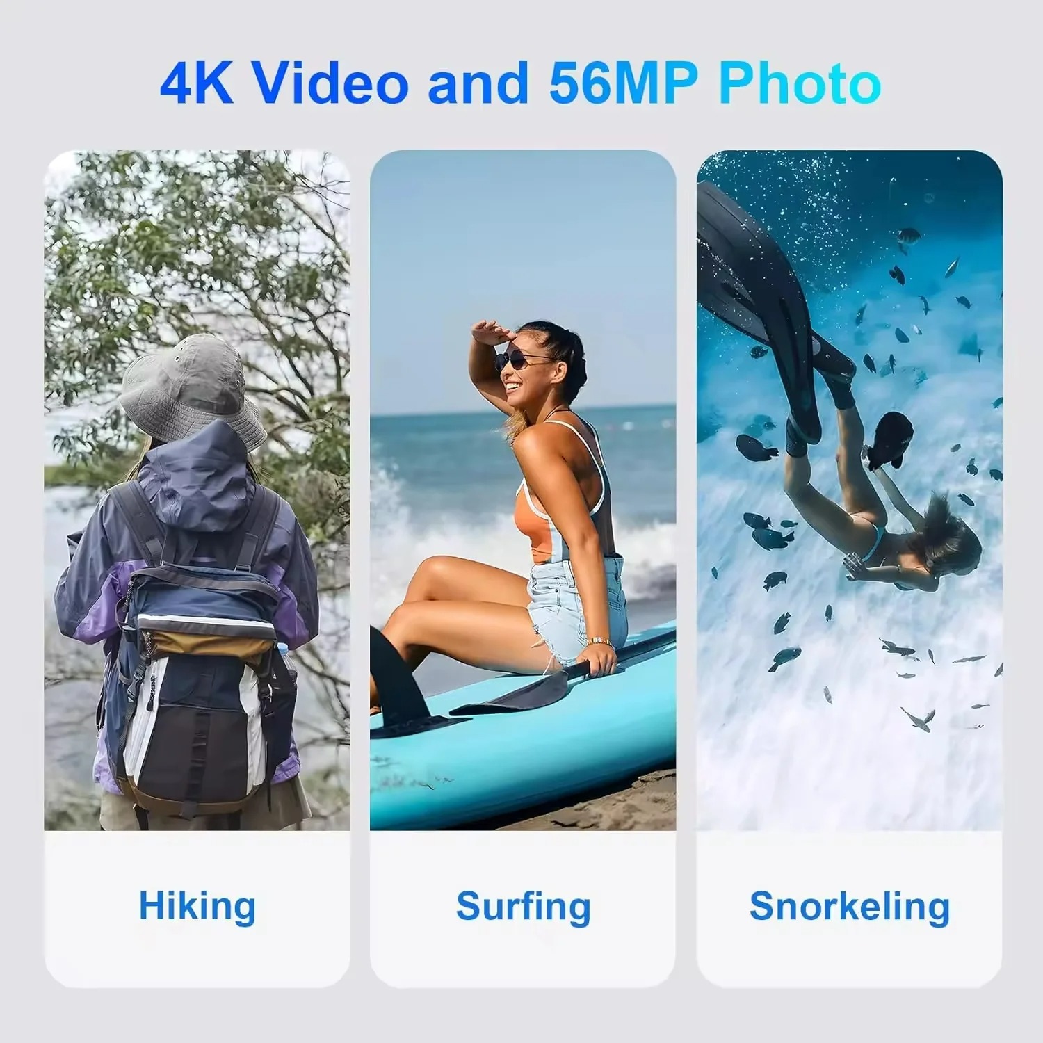 【Bantu Box】UP006  4K Underwater Camera 33FT Waterproof Camera for Snorkeling Dual-Screen Compact Dustproof Floatable Autofocus 64MP Digital Camera