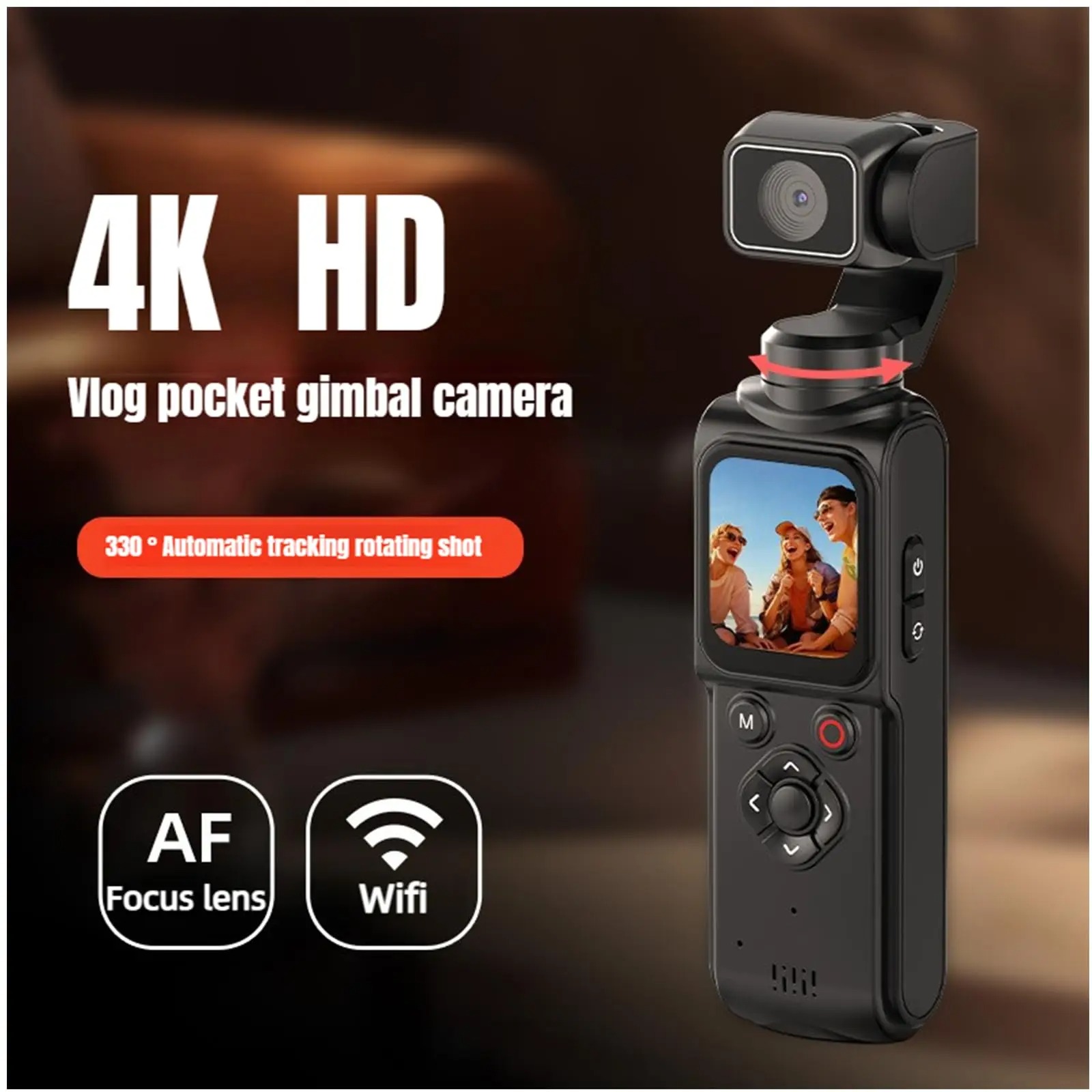 【Bantu Box】HJD05  4K HD Handheld Camera 330°Face Tracking Autofocus Action Camera Portable Pocket Cam Outdoors Travel Hiking Cycling Vlog Recorder Memory cards are accessories for cameras and are sold
