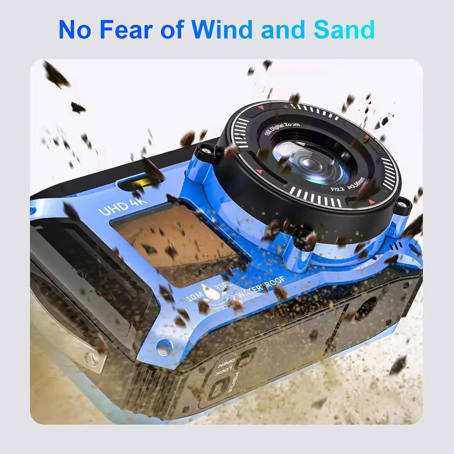 【Bantu Box】UP006  4K Underwater Camera 33FT Waterproof Camera for Snorkeling Dual-Screen Compact Dustproof Floatable Autofocus 64MP Digital Camera