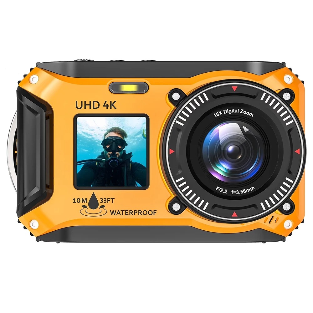 【Bantu Box】UP006  4K Underwater Camera 33FT Waterproof Camera for Snorkeling Dual-Screen Compact Dustproof Floatable Autofocus 64MP Digital Camera