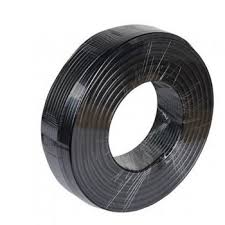 RG6 coaxial cables in black, commonly used for television, satellite, and CCTV systems. 95% shielded cable, designed to minimize signal interference.