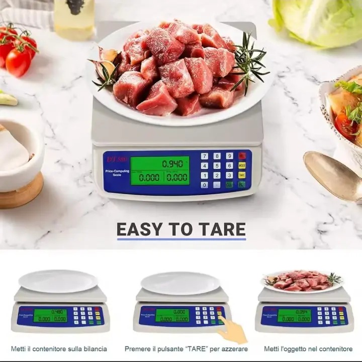 DT580 Butchery scale 0g- 30kgs shopkeeper measuring scale DT580 Digital Weighing Scale with 5V Charger High Precision LCD Display Portable Electronic Scale for Home Kitchen Rechargeable Battery