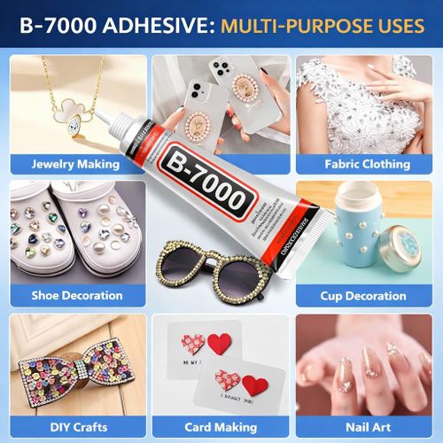 B-7000 medium viscosity clear multi-purpose adhesive tube (110ml / 3.7 fl. oz), commonly used for crafts, jewelry, and phone screen repairs.