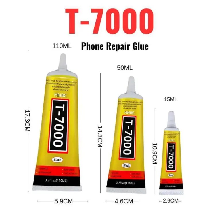 T7000 Multipurpose Adhesive For Phone Repair / DIY - 50ml Black phone repair glue T-7000 adhesive glue for phone screen re-attachment and repair