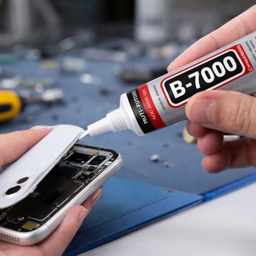 B-7000 medium viscosity clear multi-purpose adhesive tube (110ml / 3.7 fl. oz), commonly used for crafts, jewelry, and phone screen repairs.