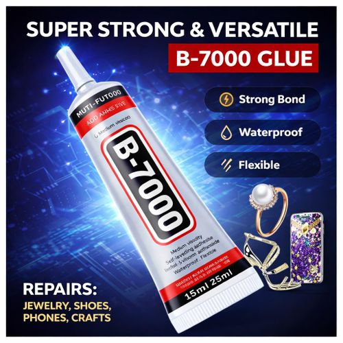 B-7000 medium viscosity clear multi-purpose adhesive tube (110ml / 3.7 fl. oz), commonly used for crafts, jewelry, and phone screen repairs.