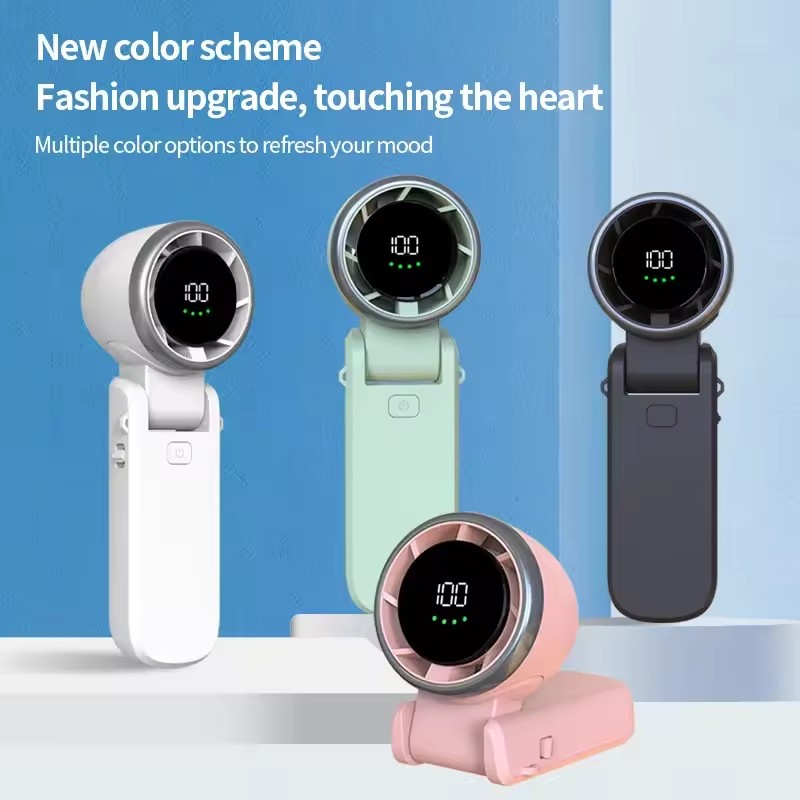 1PC NEW 2026 Handheld Fan Portable Foldable USB Rechargeable, Ultra Quiet 5-speed Adjustable, 1200mAh Battery