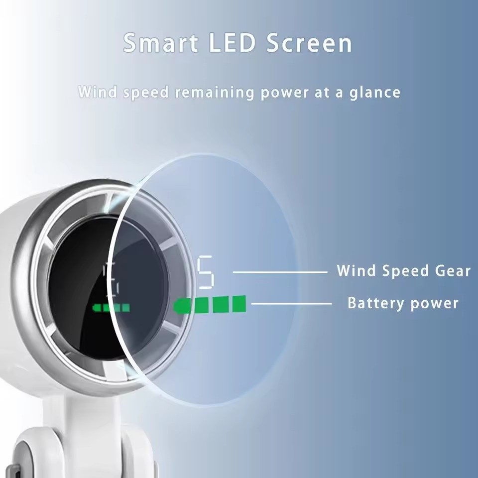 1PC NEW 2026 Handheld Fan Portable Foldable USB Rechargeable, Ultra Quiet 5-speed Adjustable, 1200mAh Battery