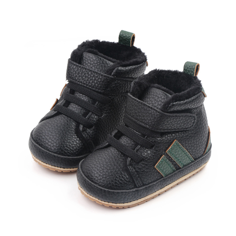 Toddler Warm Rubber bottom anti slip Boots Soft Sole, Adorable Baby Girls Boys Winter Boots, Color blocking 0-18 months